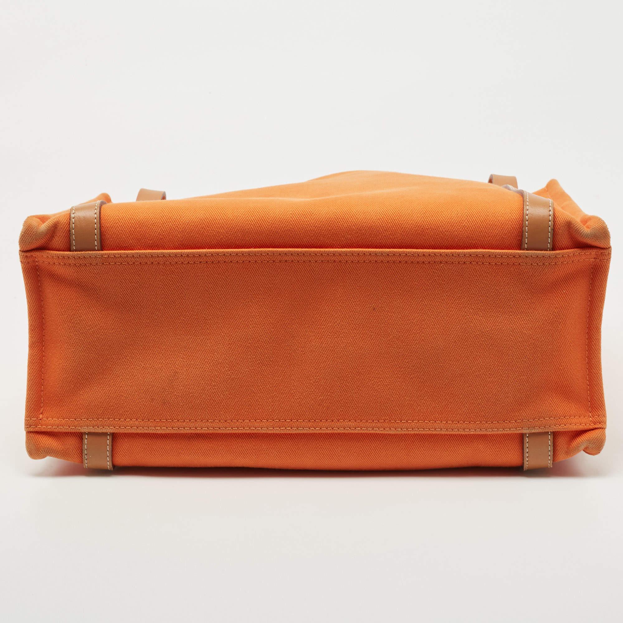 Hermes Orange/Natural Canvas and Leather Cabalicol Bag 1