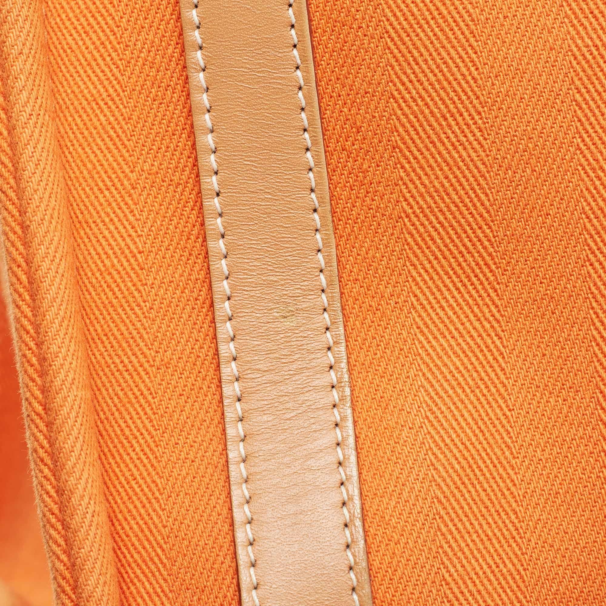 Hermes Orange/Natural Canvas and Leather Cabalicol Bag 3