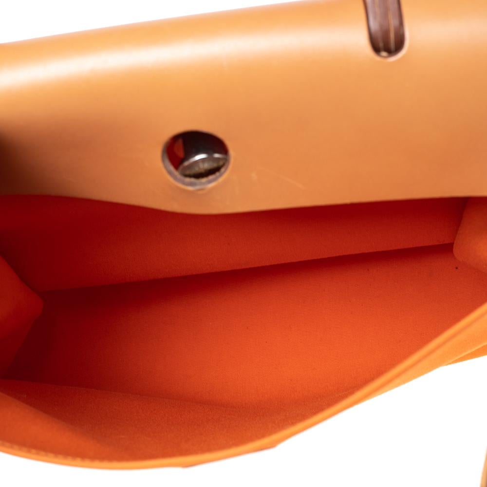 Hermes Orange/Natural Canvas and Leather Herbag Zip PM Bag 2