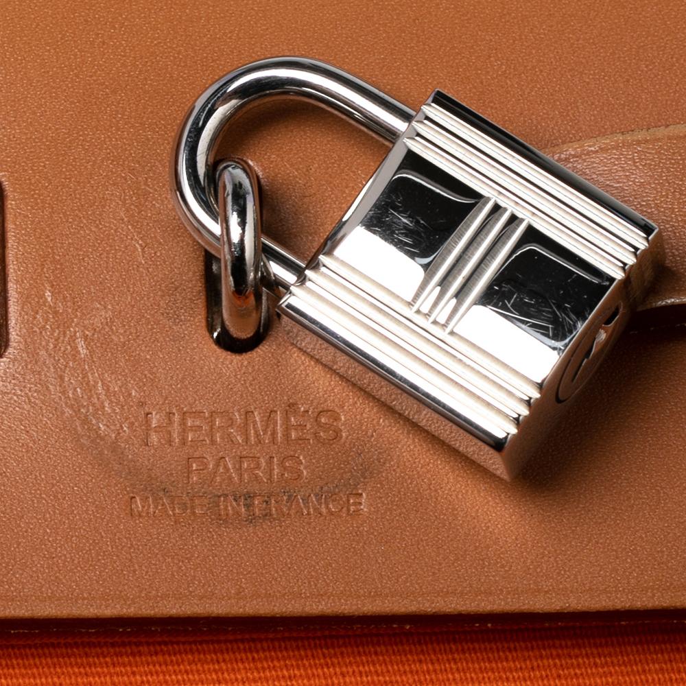 Hermes Orange/Natural Canvas and Leather Herbag Zip PM Bag 3