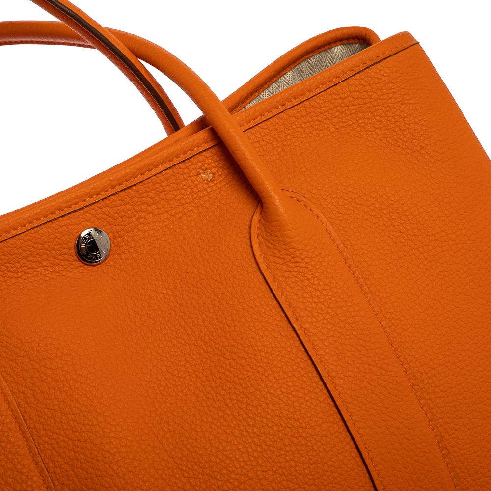 Hermes Orange Negonda Leather Garden Party 36 Bag 6