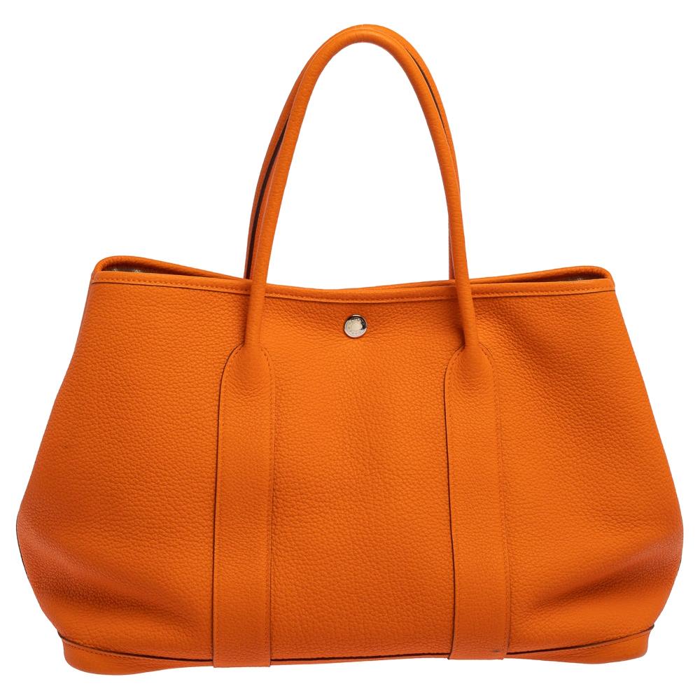 Hermes Orange Negonda Leather Garden Party 36 Bag