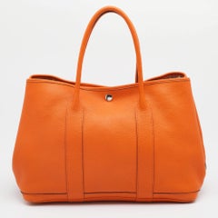 Hermes Orange Negonda Leather Garden Party 36 Tote