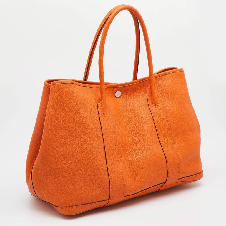 Hermes Orange Negonda Leather Garden Party 36 Tote For Sale at 1stDibs