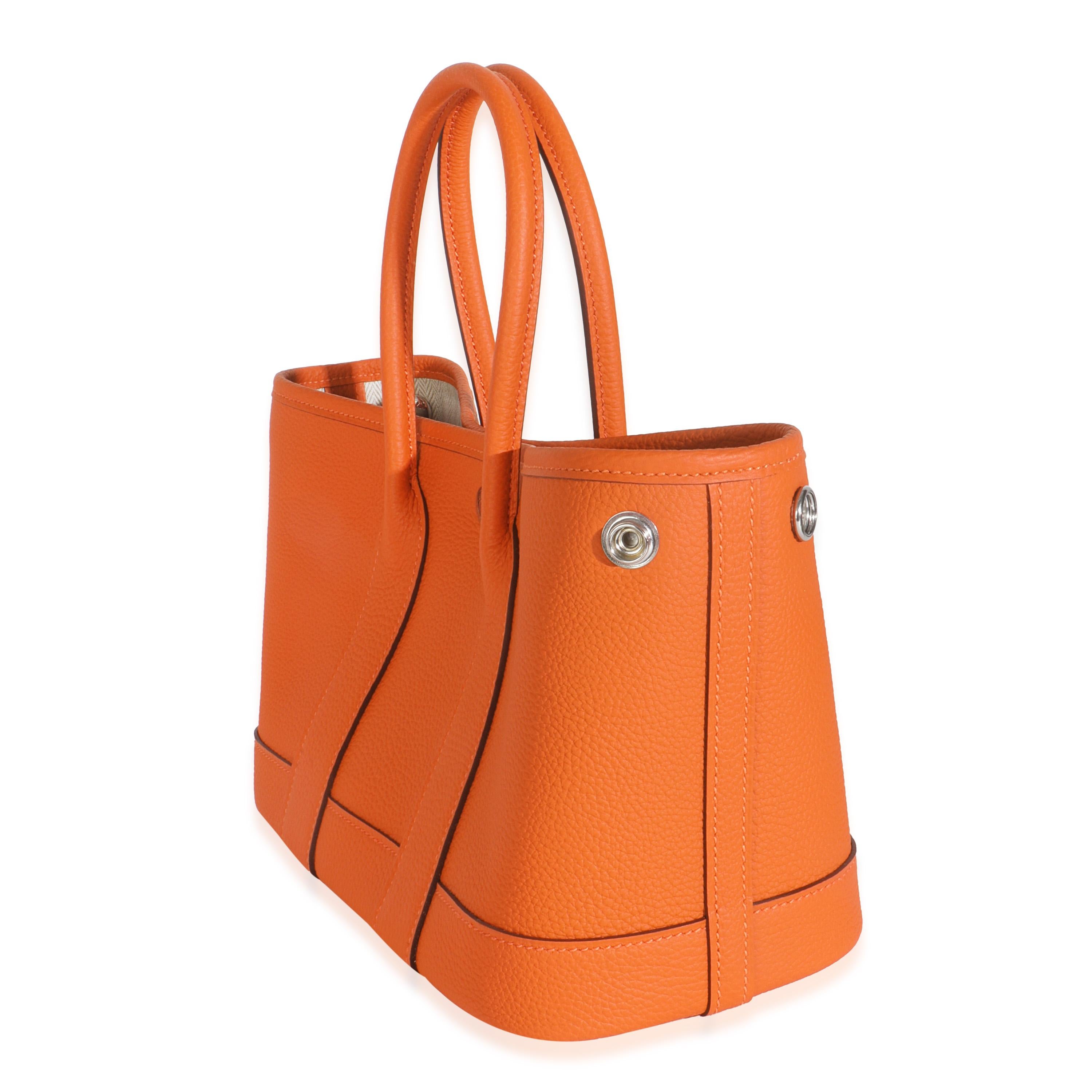 Hermès Arancione Negonda Neo Garden Party 23 PHW in vendita 3