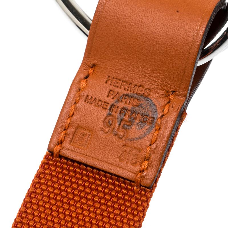 Men's Hermes Orange Nylon Belt Size 112 CM