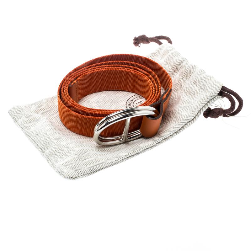 Hermes Orange Nylon Belt Size 112 CM 2