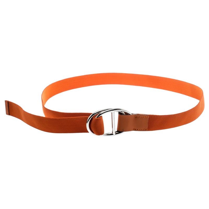Hermes Orange Nylon Belt Size 112 CM