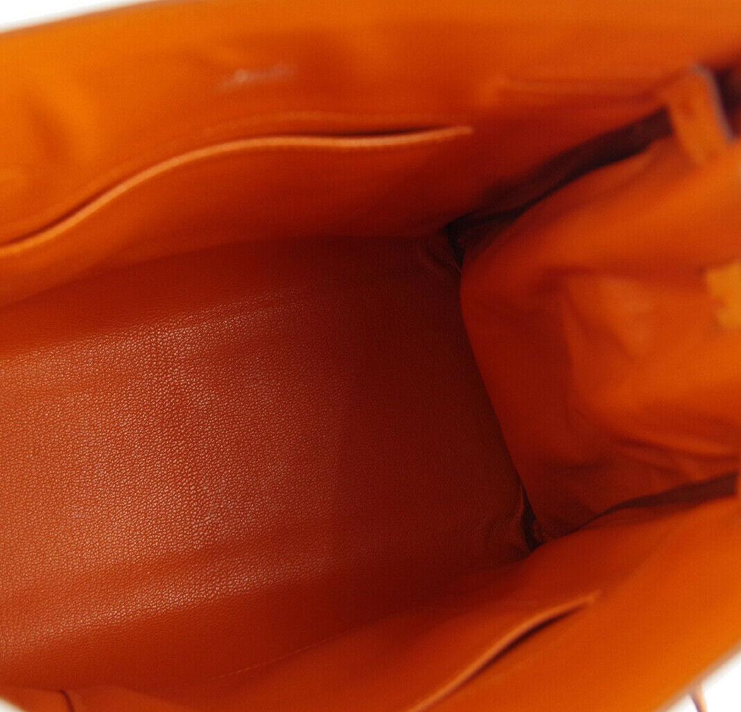 Hermes Orange Ostrich Exotic Leather Palladium Kelly Shoulder Bag 1
