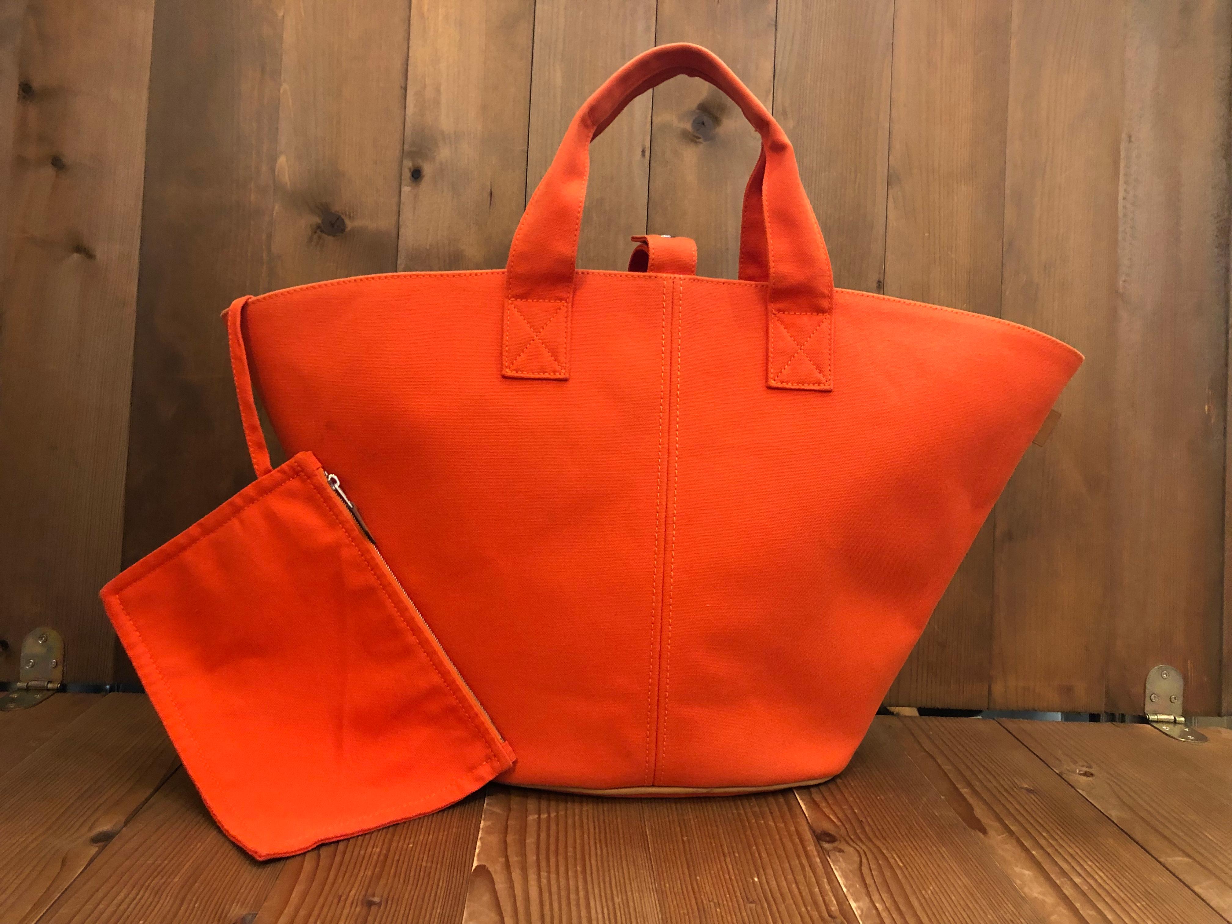 Bolso Tote de Algodón HERMÈS Naranja Pannied Platouge PM Rojo en venta