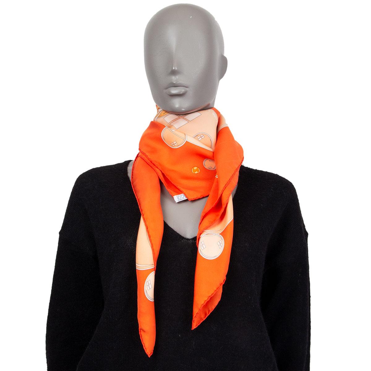 Women's or Men's Hermes orange pink BAL DES BULLES 90 silk twill Scarf