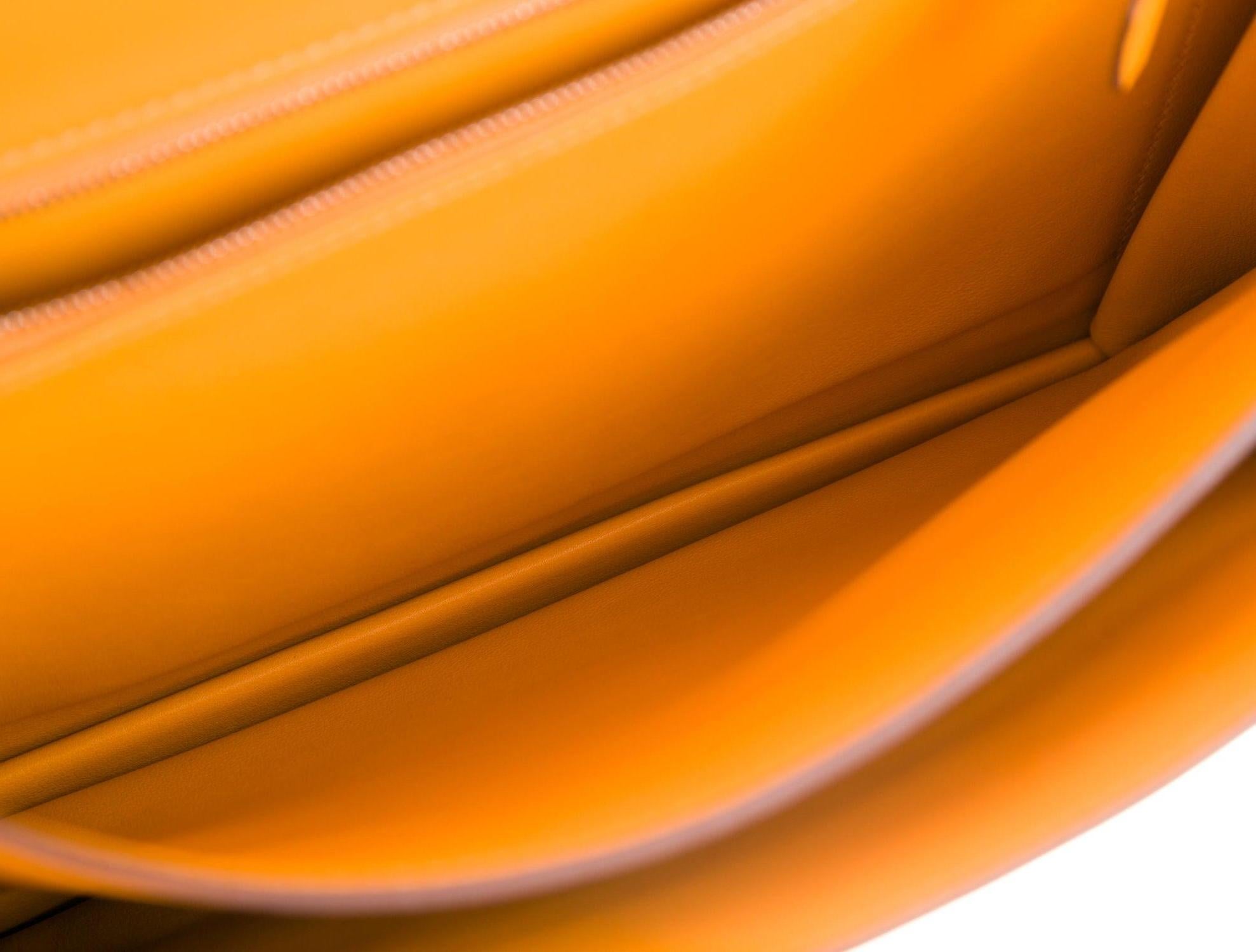 Women's Hermes Orange Pink Leather Canvas Top Handle Satchel Saddle Shoulder Flap Bag