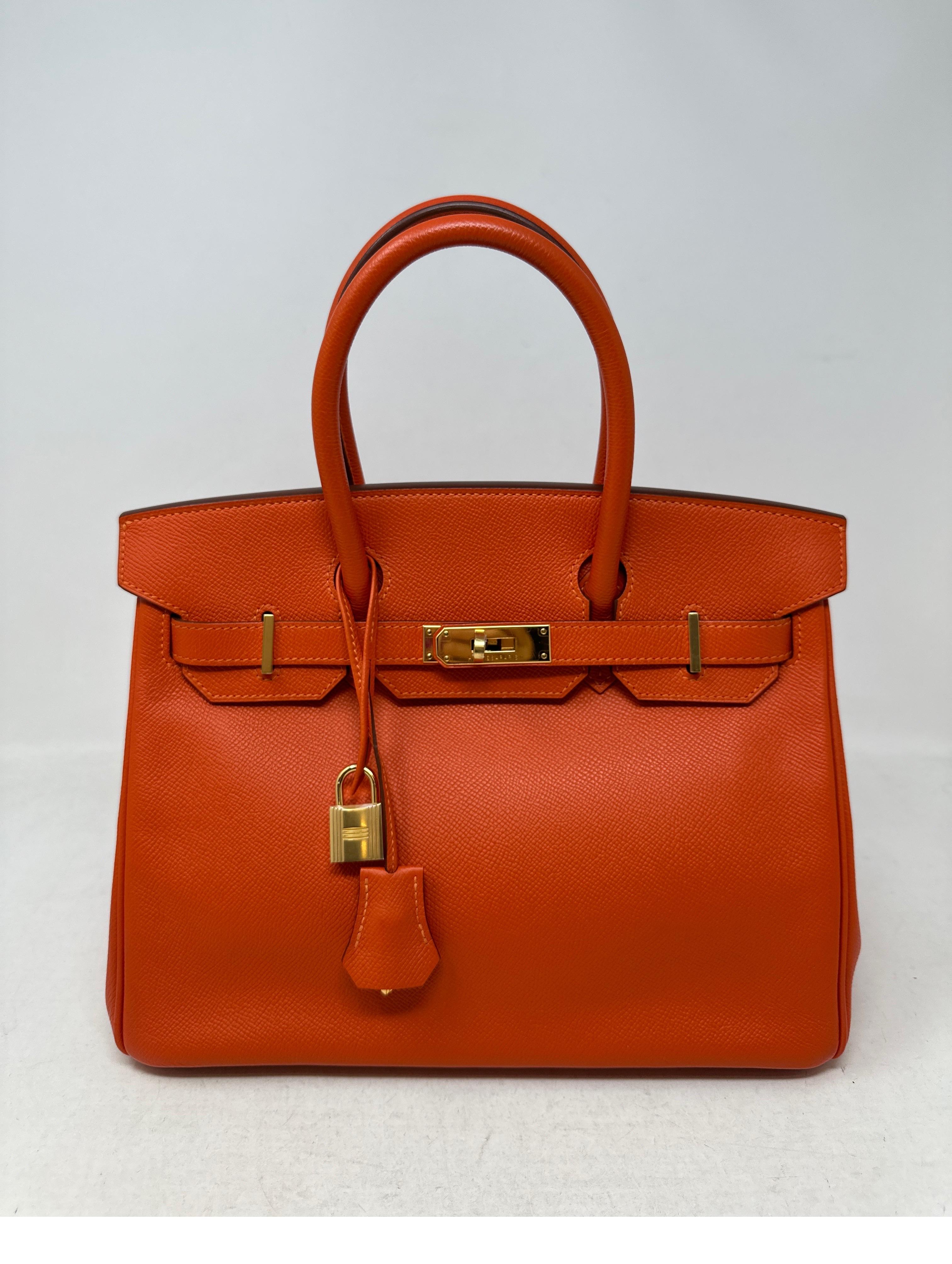 Hermes Orange Poppy Birkin 30 Bag  5