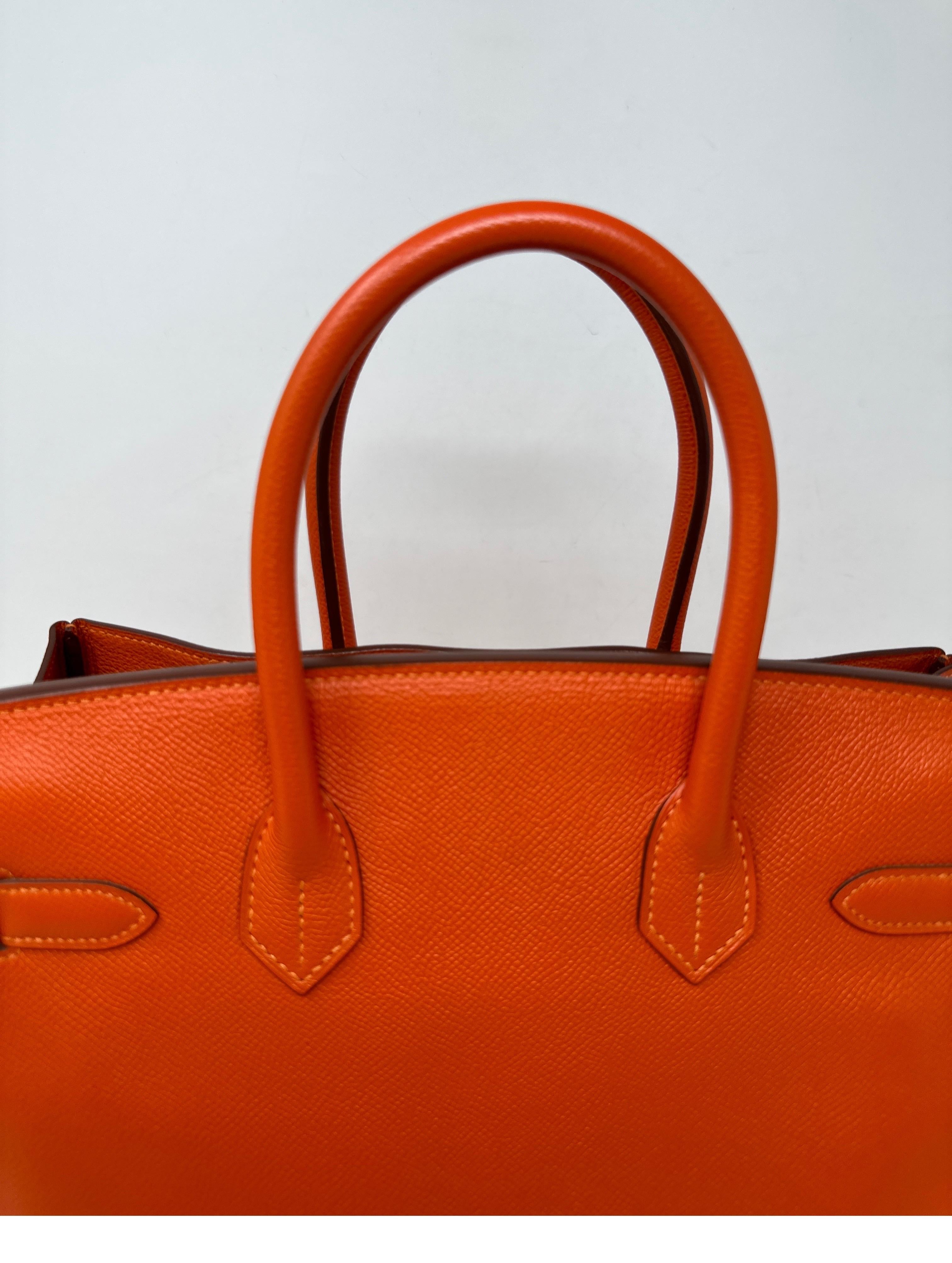 Women's or Men's Hermes Orange Poppy Birkin 30 Bag 