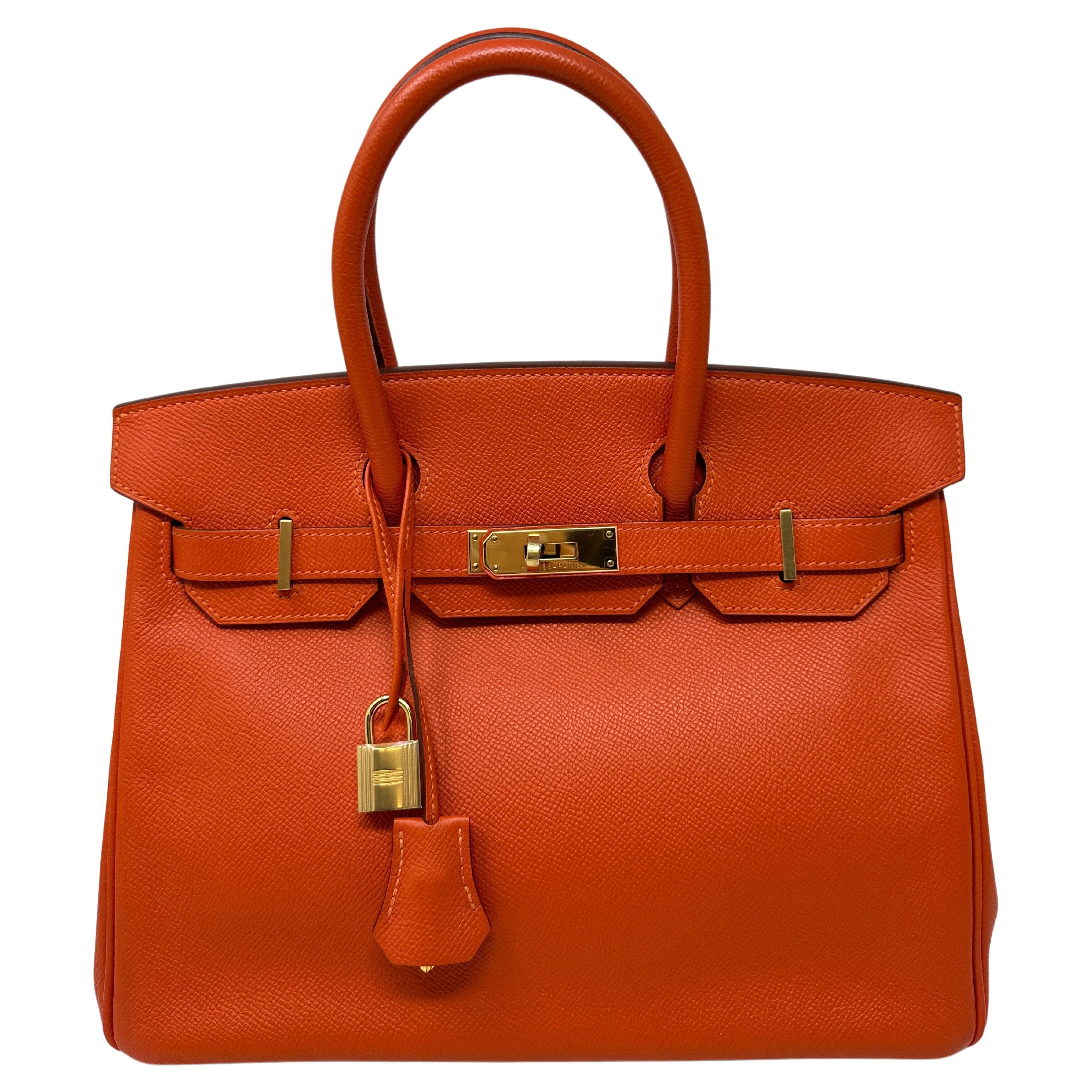 Hermes Orange Poppy Birkin 30 Bag 