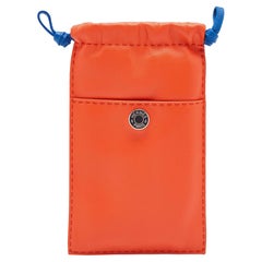 Hermès Orange Poppy/Bleu De France Milo Lambskin Swift Leather Pilo Phone Case