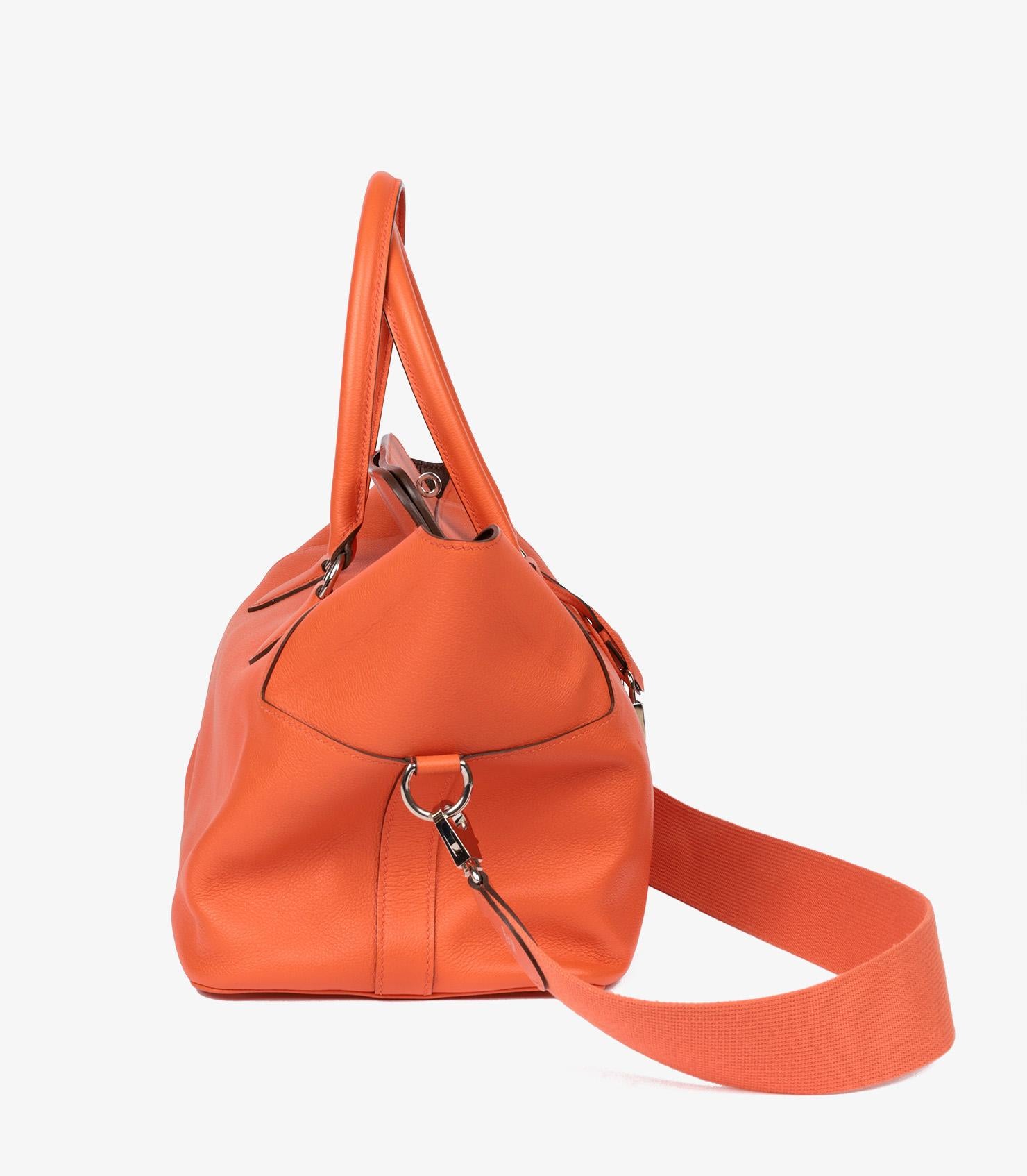 Hermès Orange Poppy & Bourdeaux Evercolour Leather Verso Toolbox 26 In Excellent Condition In Bishop's Stortford, Hertfordshire