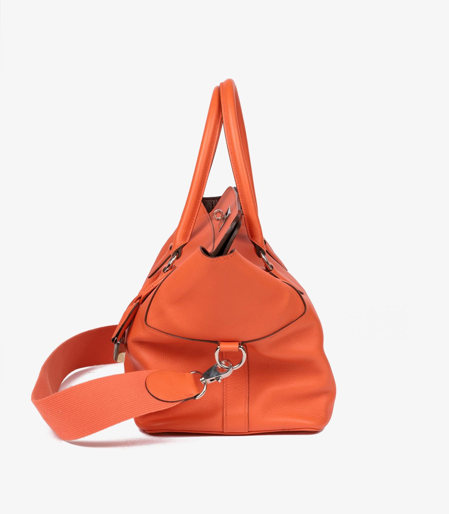 Women's or Men's Hermès Orange Poppy & Bourdeaux Evercolour Leather Verso Toolbox 26