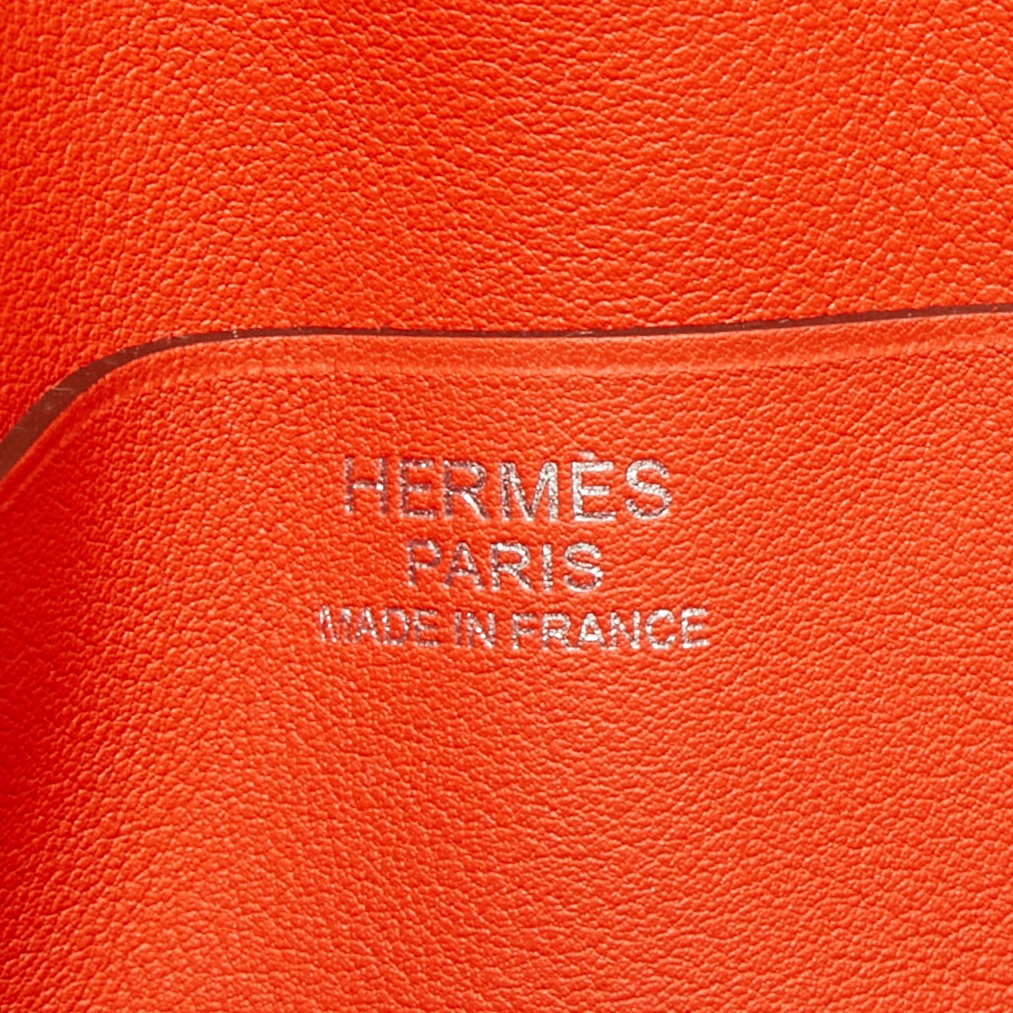 Hermes Orange Poppy Clemence and Swift Leather Virevolte Clutch 1
