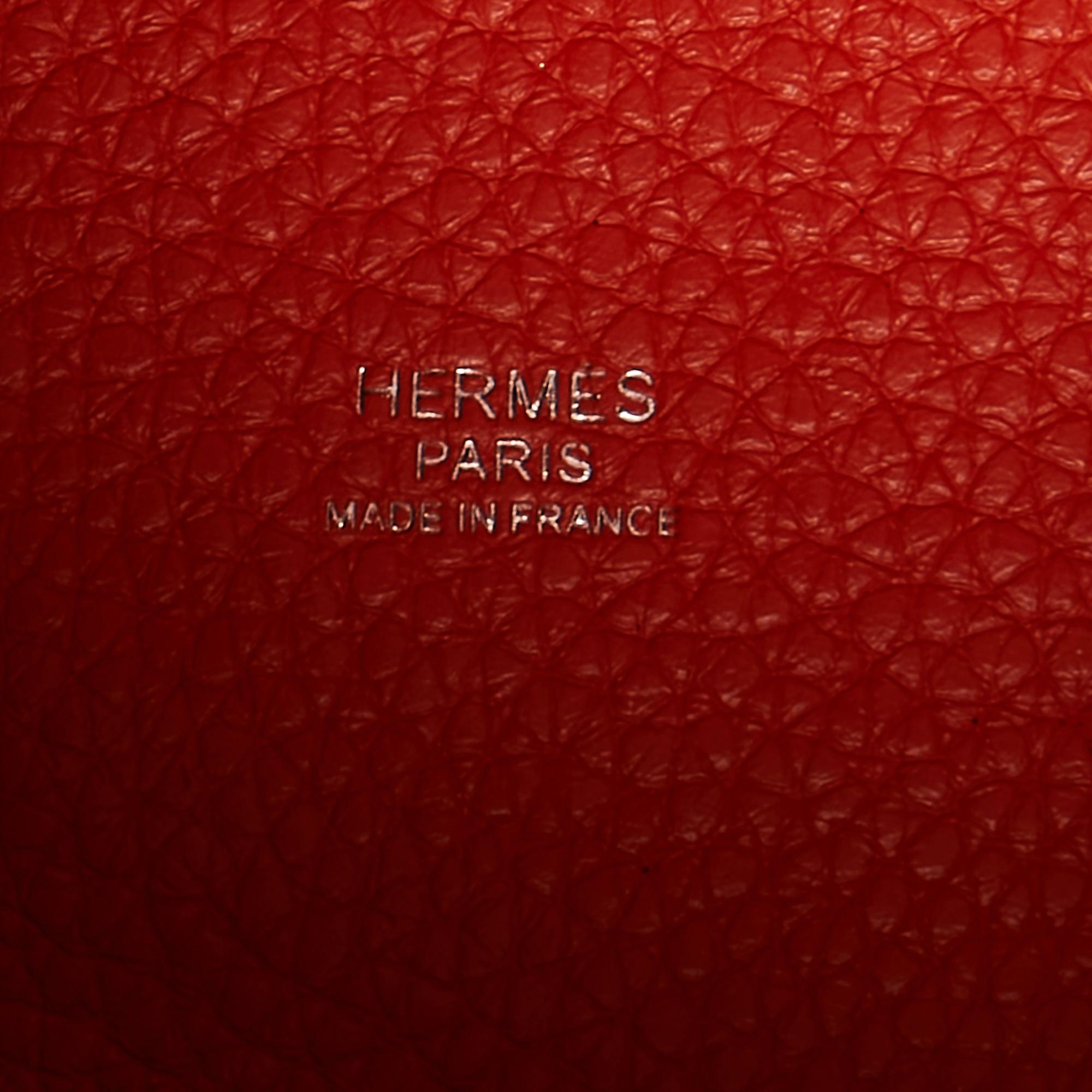 Hermes Orange Poppy/Rouge H Taurillon Clemence Leather Picotin Lock 22 Bag 2