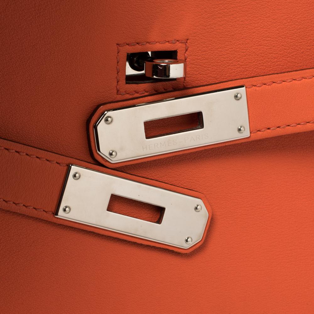 Hermes Orange Poppy Swift Leather Palladium Hardware Jypsiere 28 Bag 4