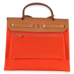 Hermès Orange Poppy Toile Vache Hunter Herbag Zip 31 PM PHW