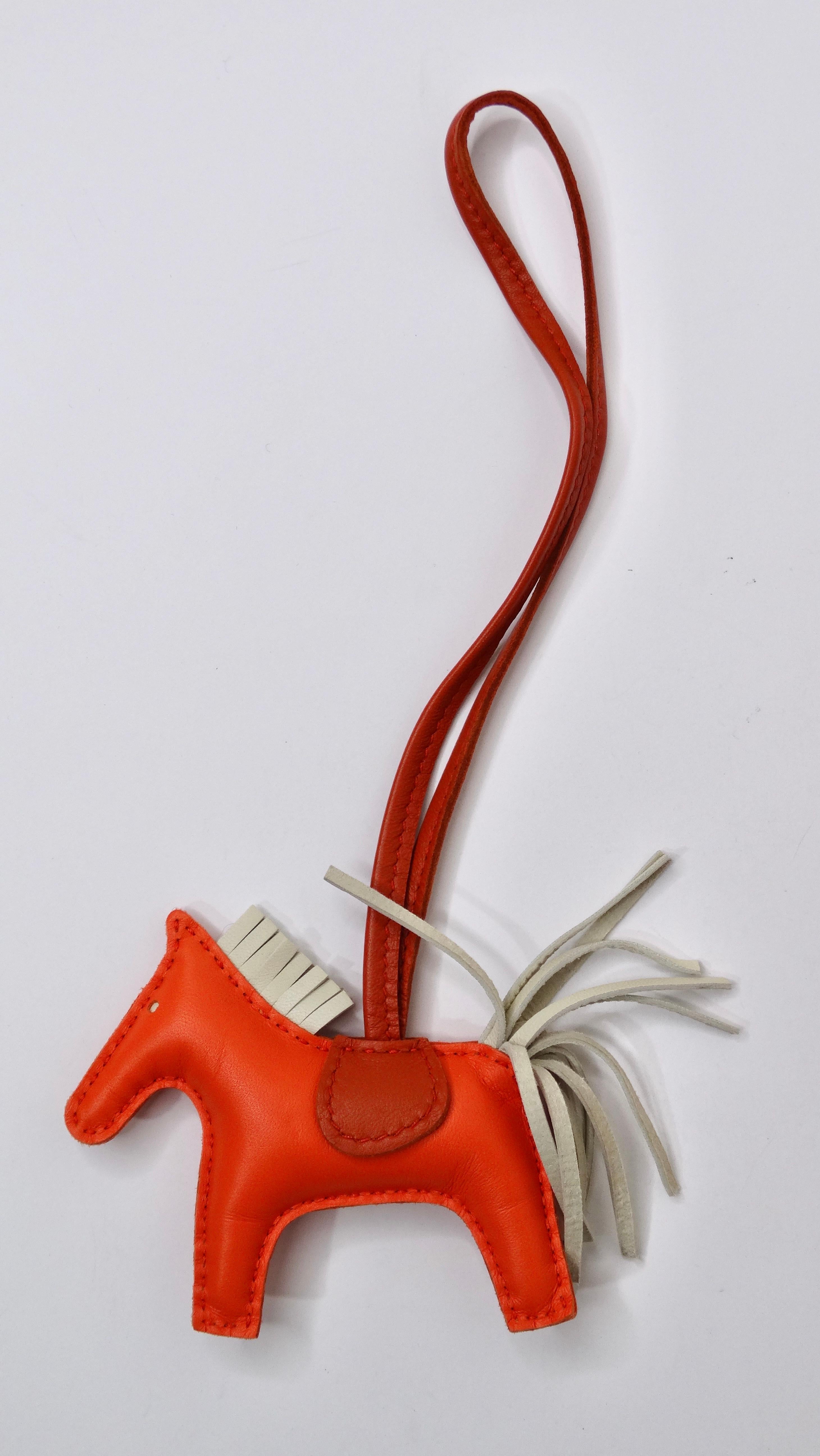 Red Hermès Orange Pourpre Grigri Horse Rodeo Bag Charm PM For Sale