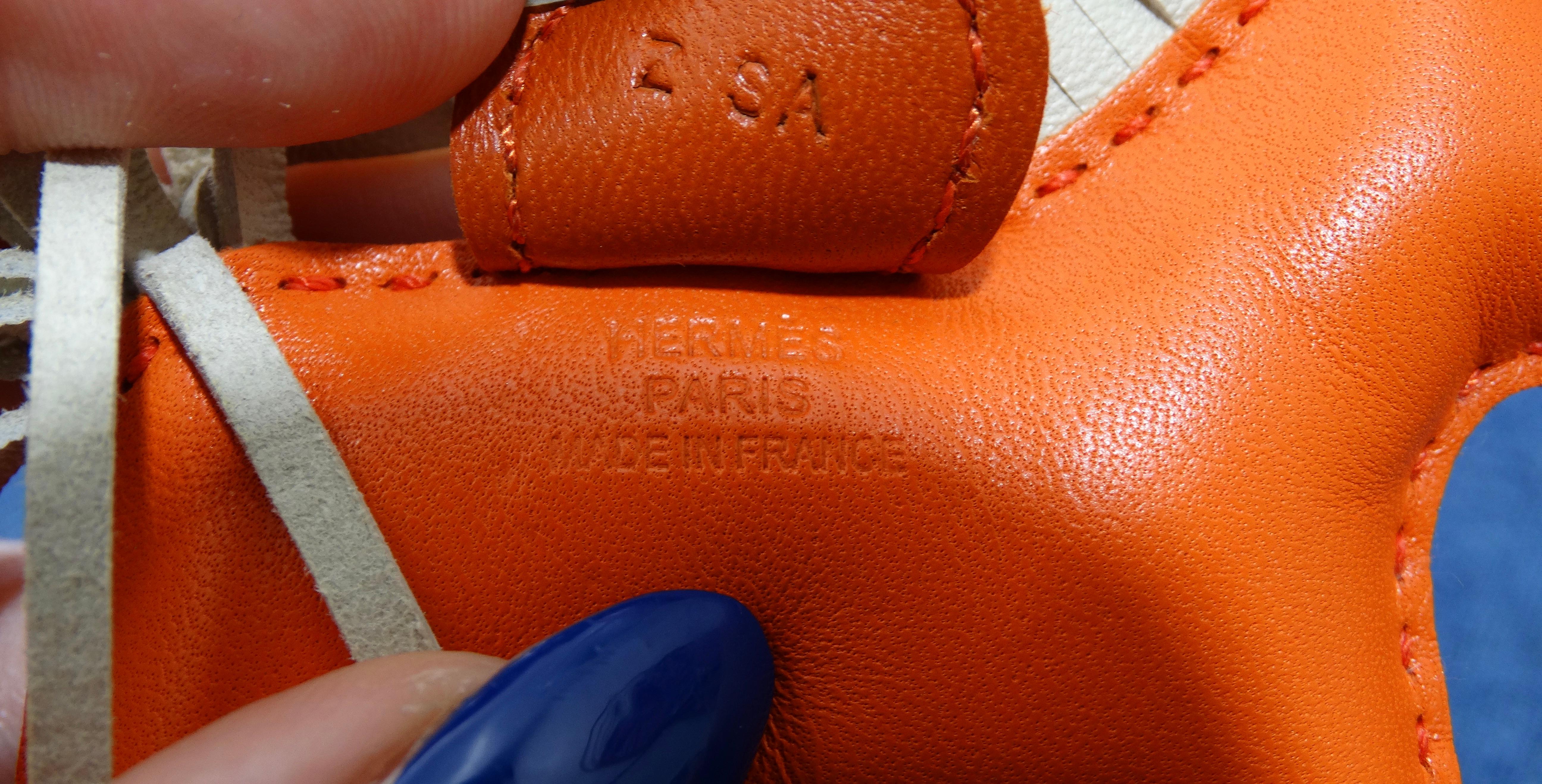 Women's or Men's Hermès Orange Pourpre Grigri Horse Rodeo Bag Charm PM For Sale