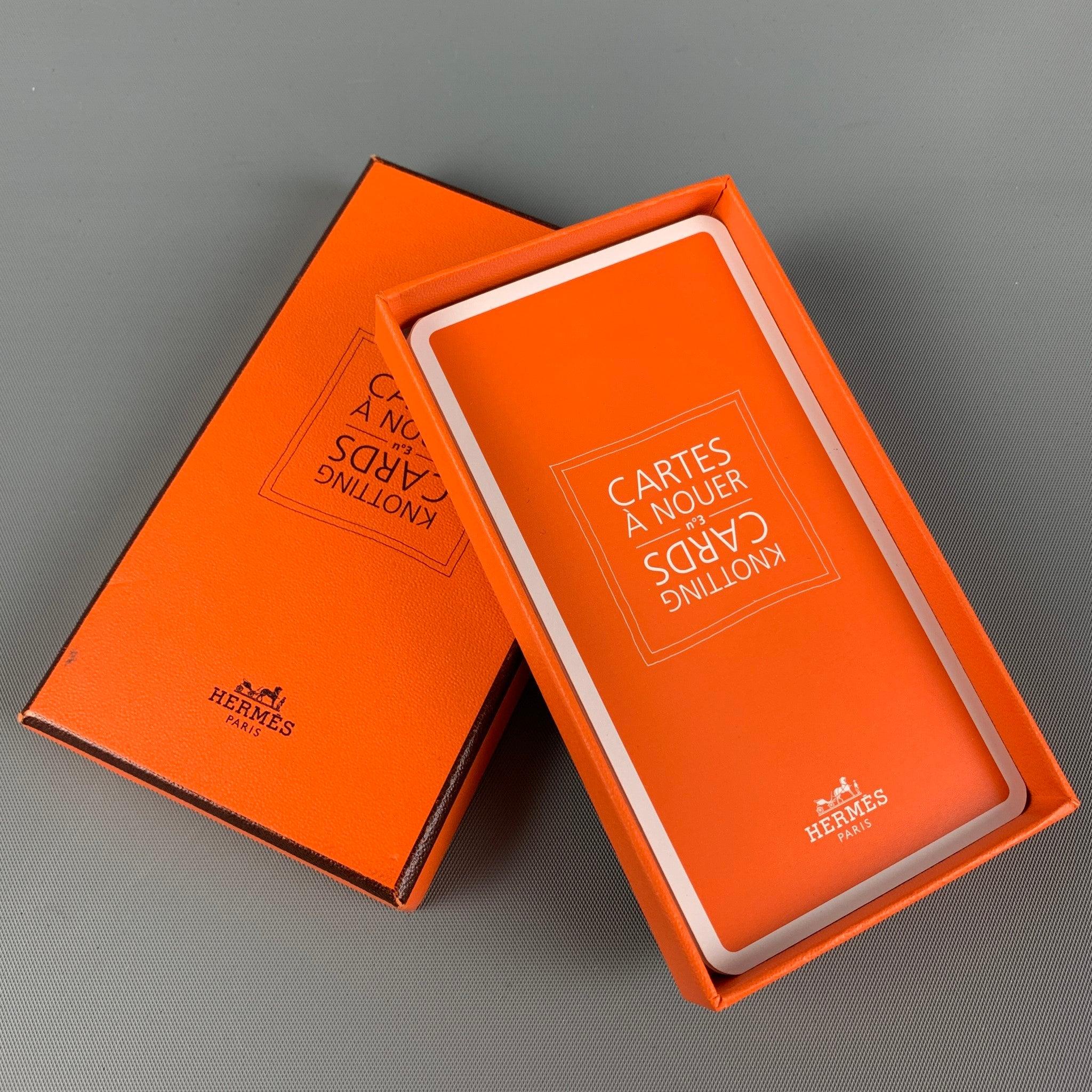 Cards à nouer imprimées orange HERMÈS Bon état à San Francisco, CA