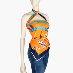 Hermès Orange Printed Silk Scarf Top Styled Multiple Ways