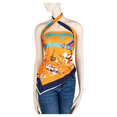 Hermès Orange Printed Silk Scarf Top Styled Multiple Ways