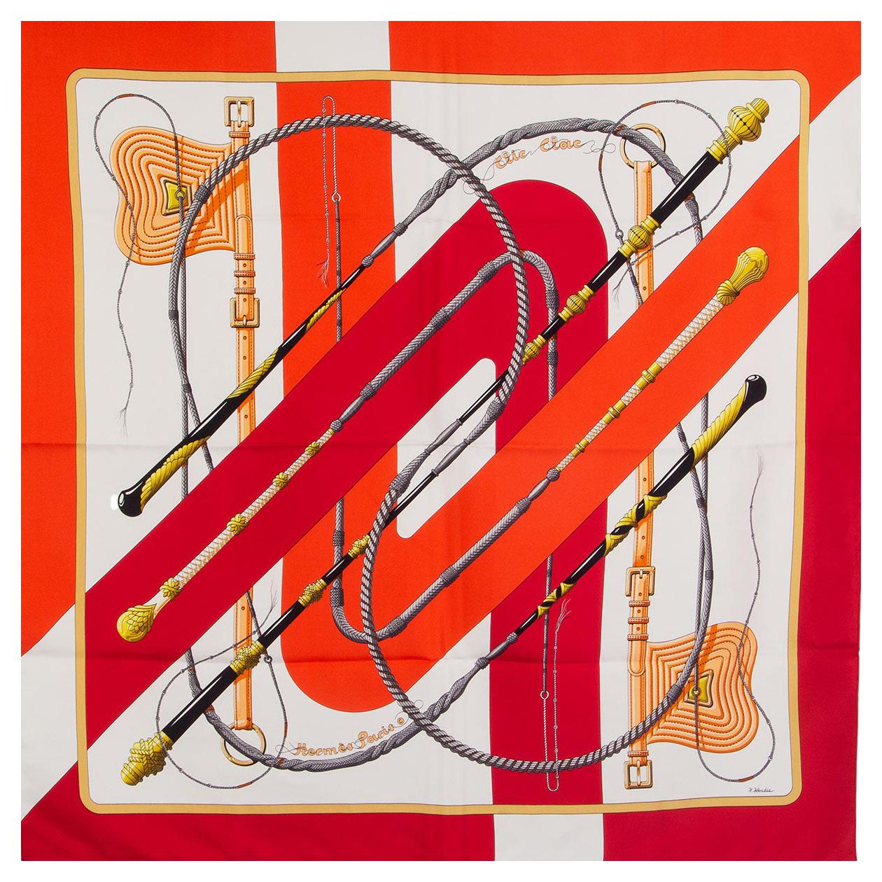 Hermes Vintage Les Tambours Silk Scarf in Red For Sale at 1stDibs ...