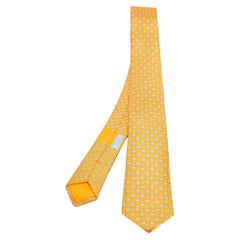 Cravate slim en soie imprimée Orange Roller Dog