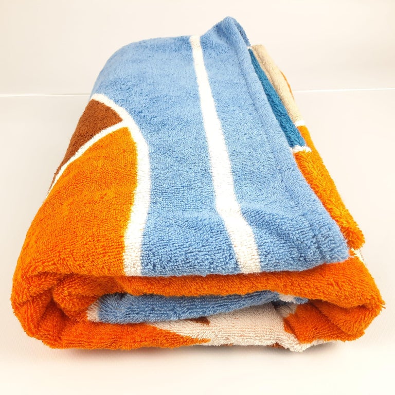 Hermès Orange/Sand/Blue Terry Cloth La Route Des Plages Beach Towel For