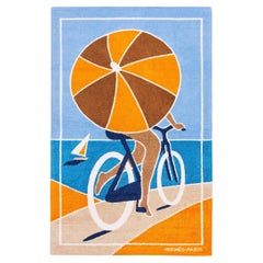 Hermès Orange/Sand/Blue Terry Cloth La Route Des Plages Beach Towel