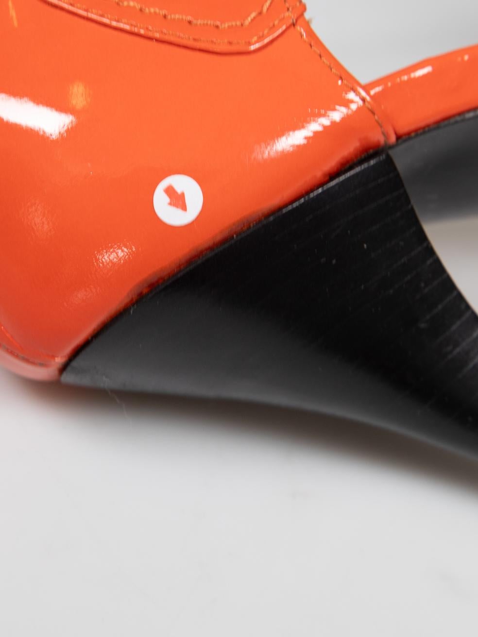 Sandales à talons Hermès Orange Sanguine Patent Taille IT 38 en vente 4