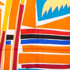 HERMES orange SEA, SURF AND FUN 140 TWILL silk Shawl Scarf