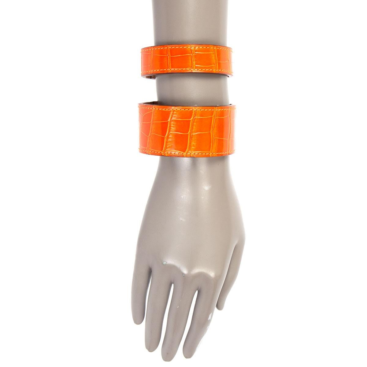 HERMES Bracciale 'Neo' in coccodrillo lucido arancione M in vendita 6