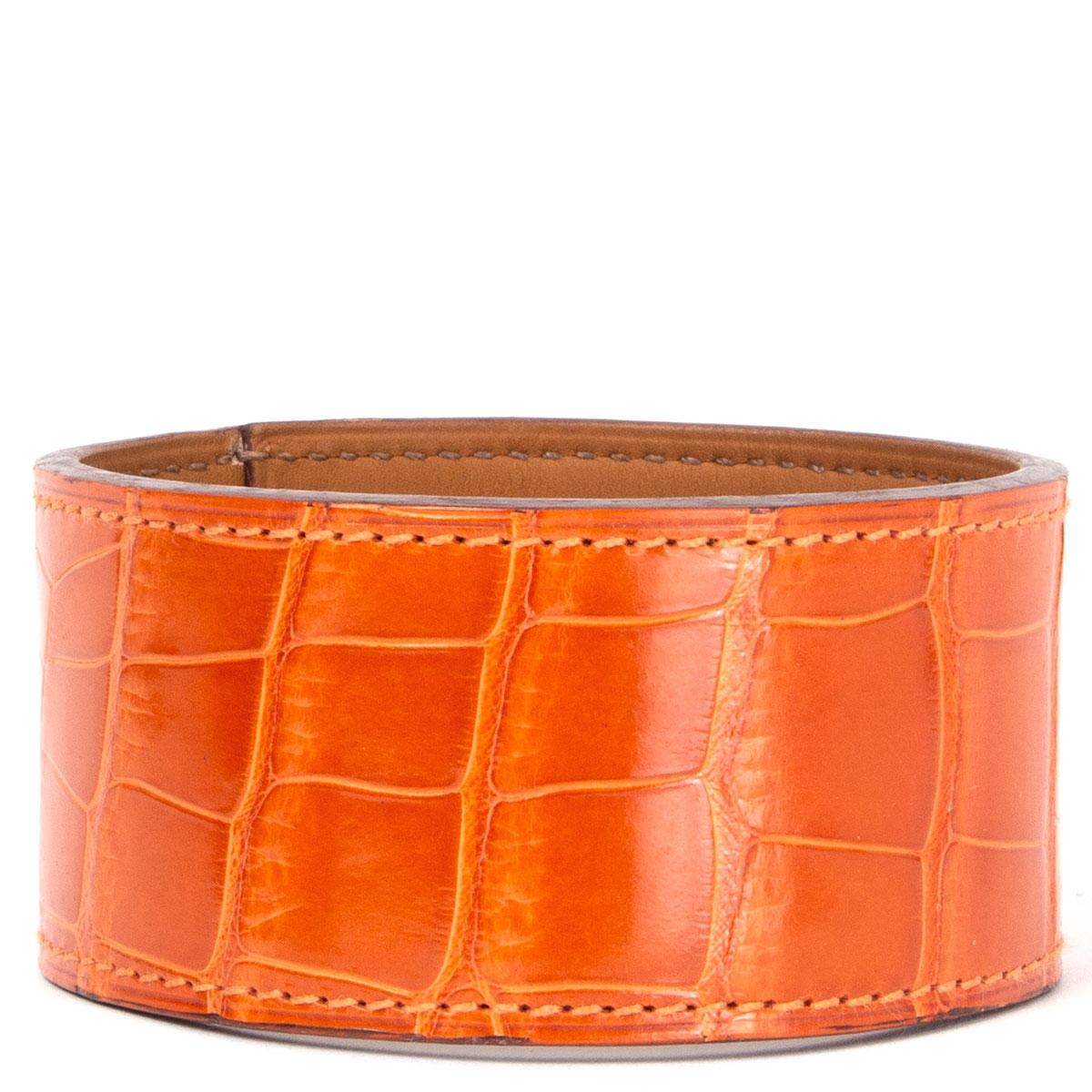 HERMES Bracciale 'Neo' in coccodrillo lucido arancione M in vendita 2