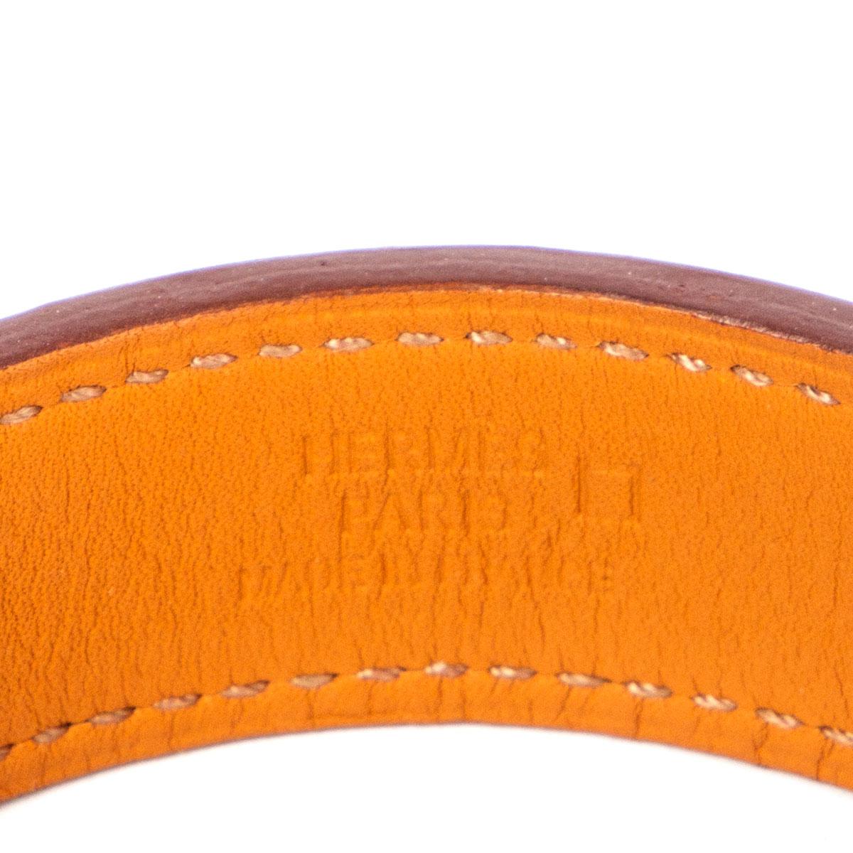 HERMES orange shiny crocodile 'Neo' Bangle Bracelet M For Sale 1