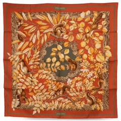 HERMES orange silk CASSE NOISETTE 90 Twill Scarf