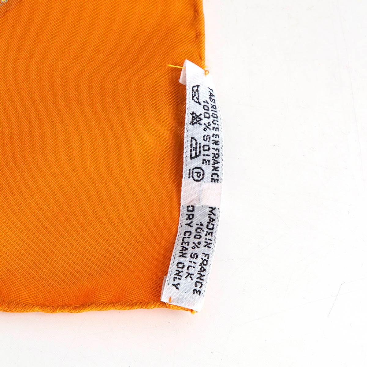 Orange HERMES orange silk CHEVAUX DE TRAIT 90 Twill Scarf