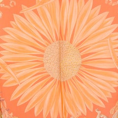 HERMES orange silk chiffon AMOURS 90 MOUSSELINE Scarf