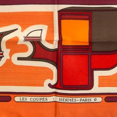 HERMES orange silk LES COUPES 90 TWILL Scarf