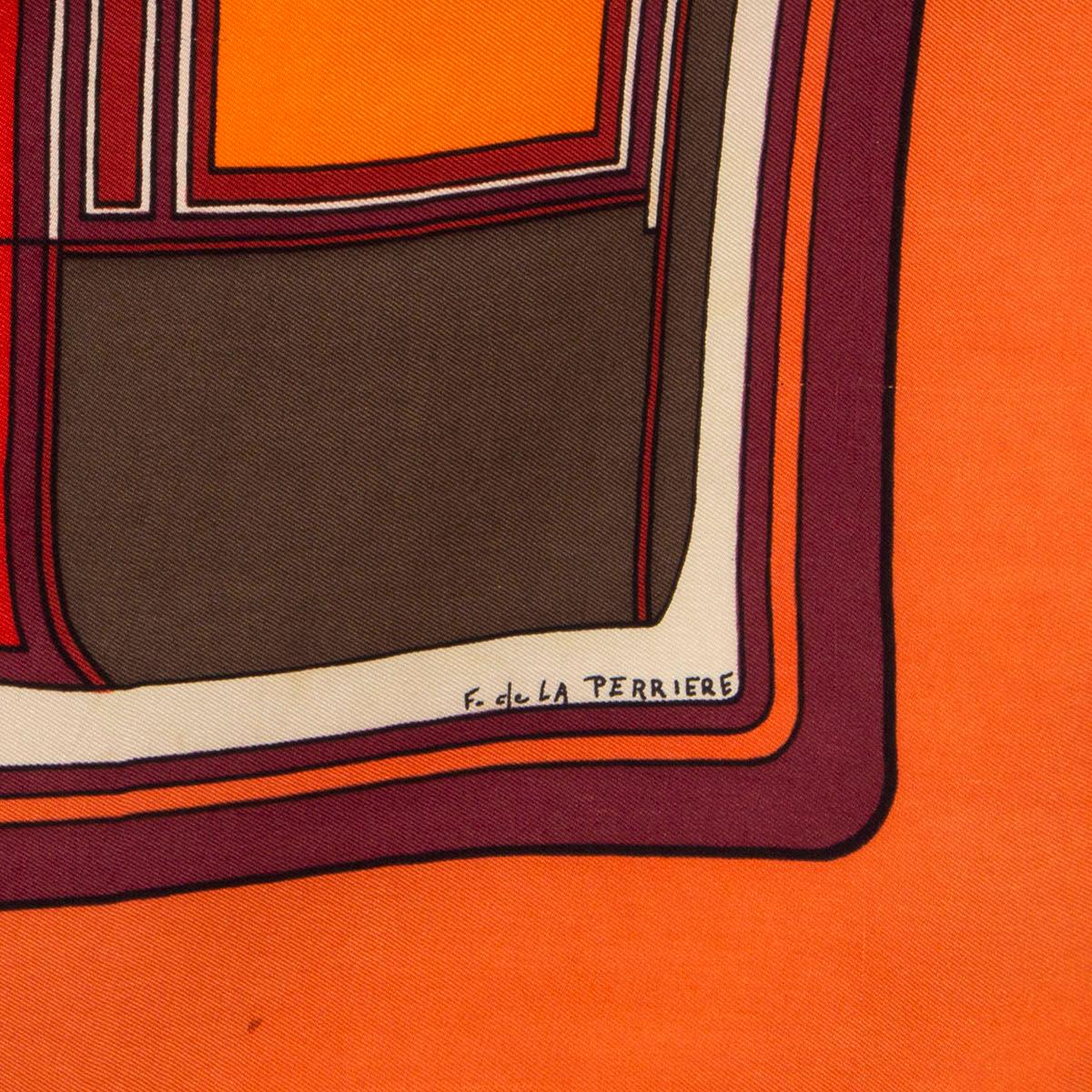 Red HERMES orange silk LES COUPES 90 TWILL Scarf