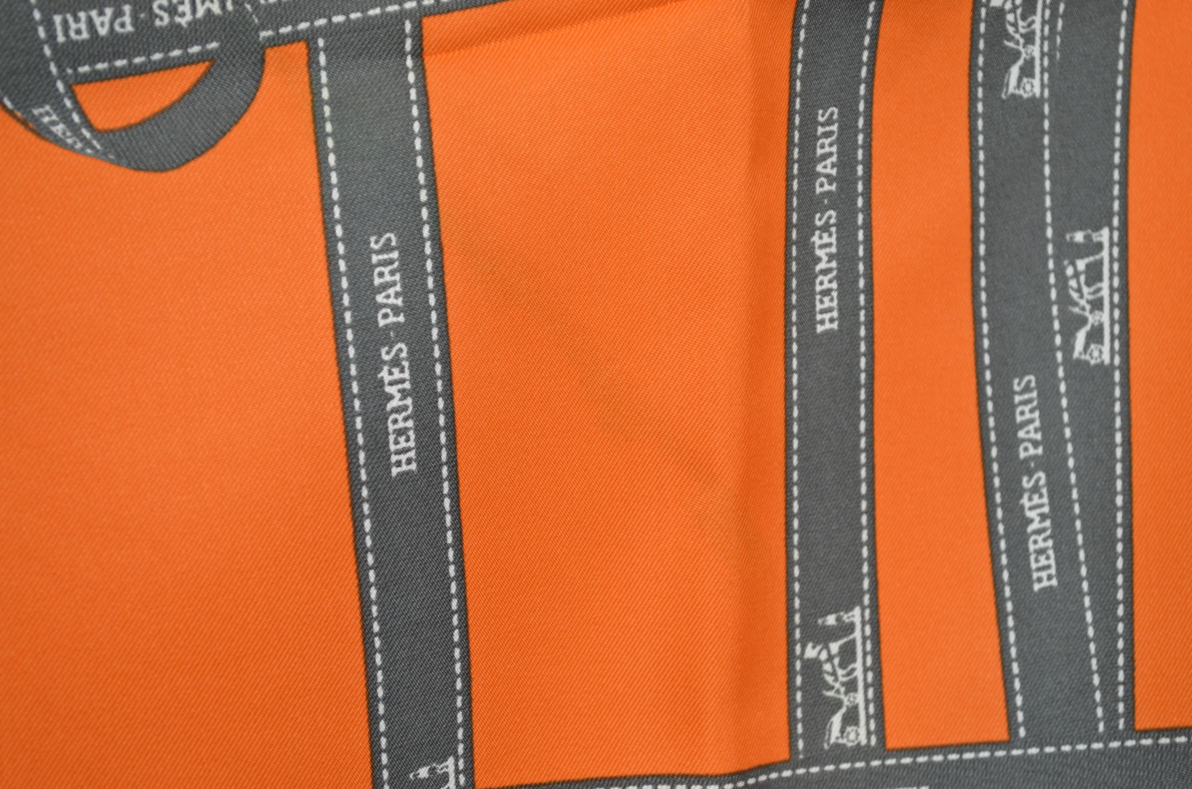 Hermes Orange Silk Ribbon Scarf by Jean 