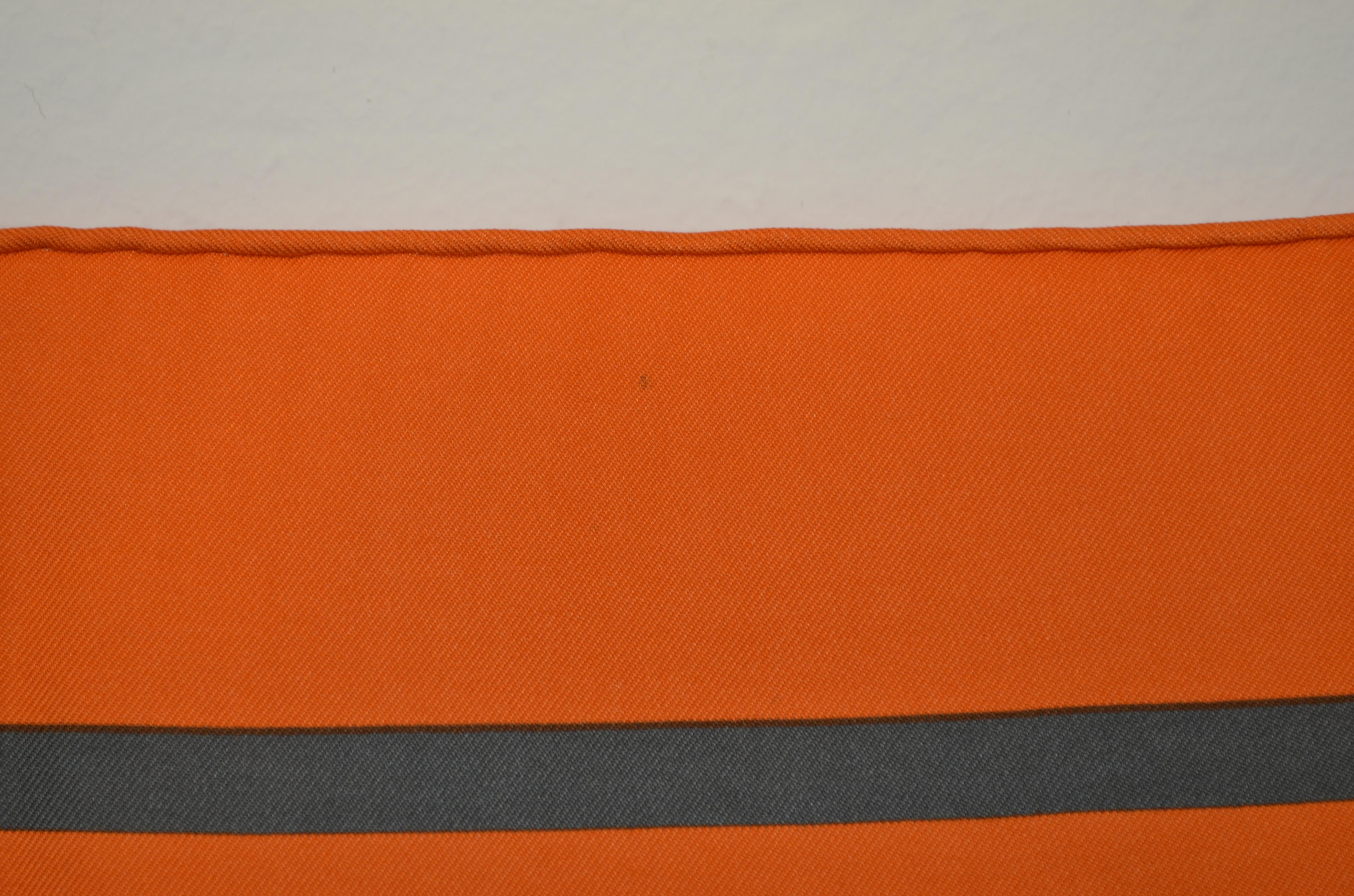 Women's or Men's Hermes Orange Silk Ribbon Scarf by Jean Louis Dumas 90cm