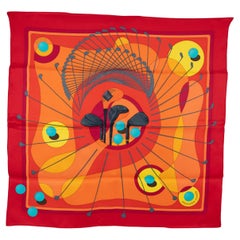 HERMES orange silk SWING 70 VINTAGE Scarf