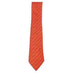 HERMES orange silk twill 7828 Tie