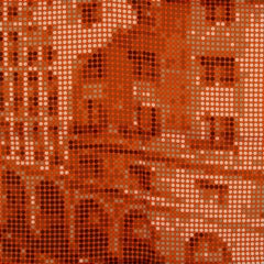 HERMES orange silk twill RENDEZ-VOUS AU 24 70 Scarf